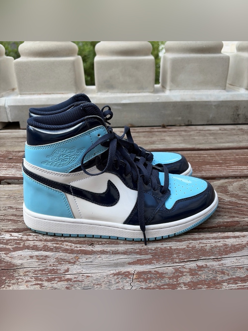 Jordan High-Top Sneakers in Light Blue/Black/White